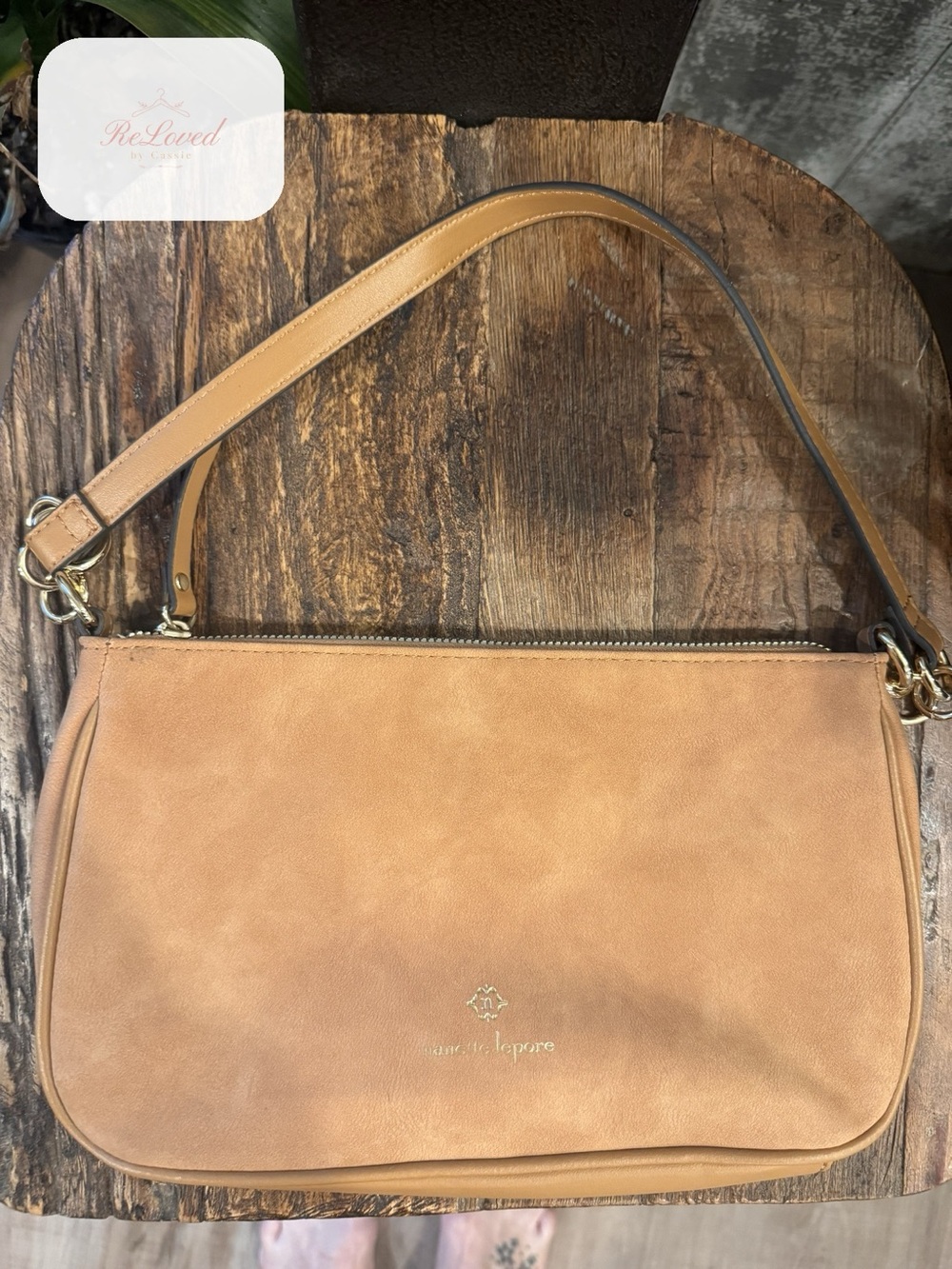 Nanette Lepore Tan Suede Crossbody Bag Purse